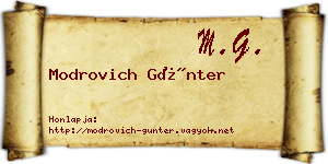 Modrovich Günter névjegykártya